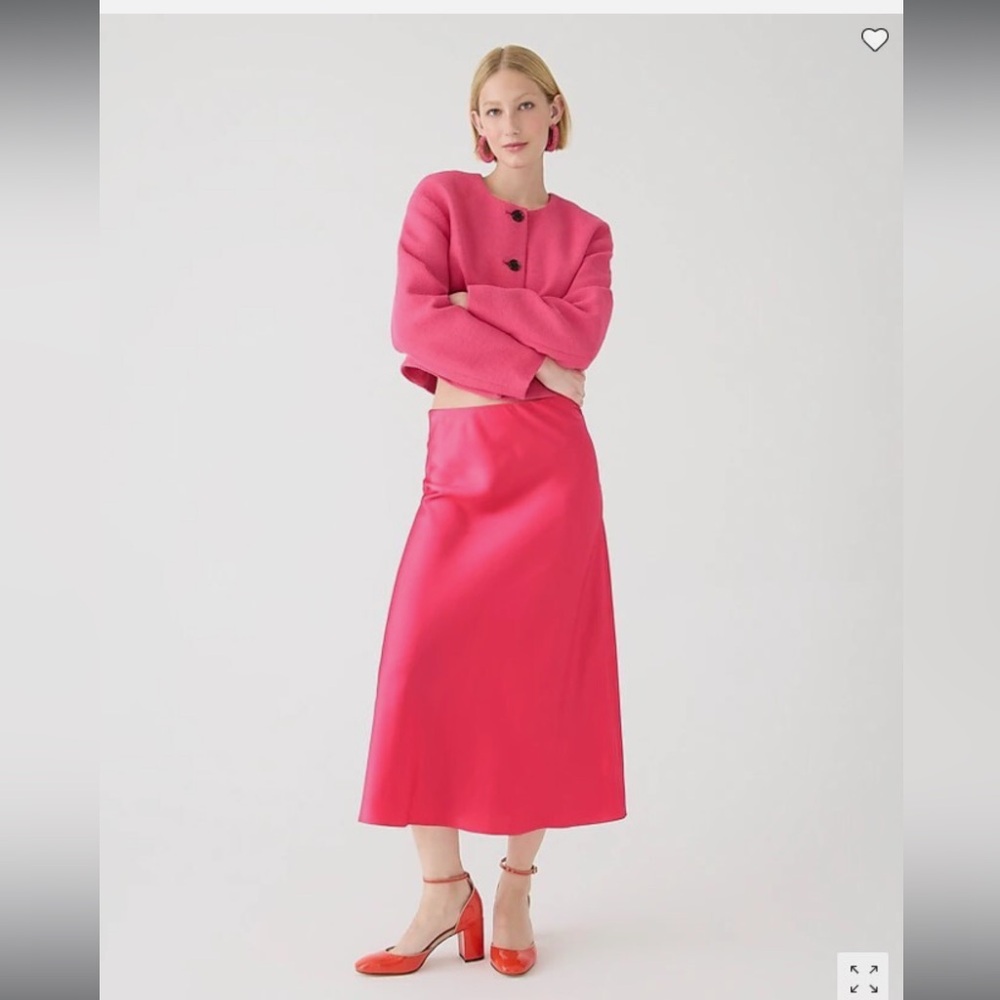 J Crew Women Midi Slip Gwyneth Skirt Sz S Begonia Pink A-line Elastic Waist